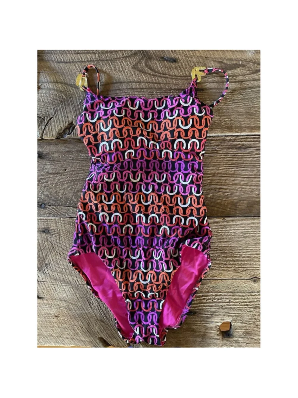 TRINA TURK Echo Funky Chain One-Piece Swimsuit Scoop Neck 4 NWOT MSRP $172